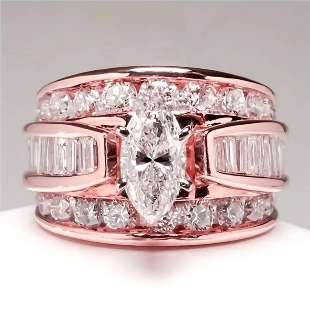 Statement Band Rings Women 18K Gold Plated